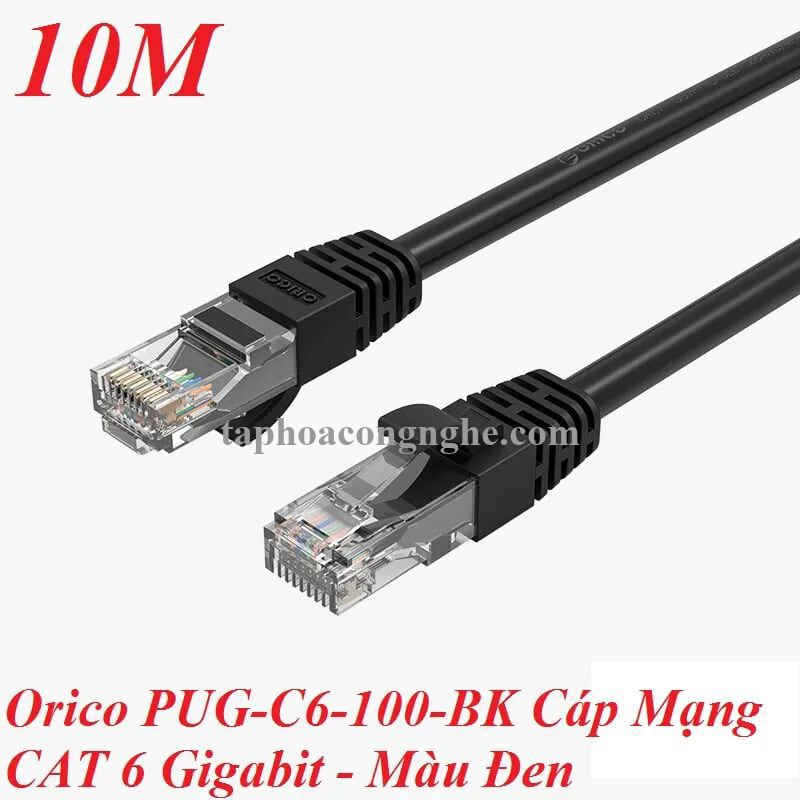 Orico 95659 PUG-C6-100-BK cat6 gigabit 10m màu đen Cáp mạng 30095659